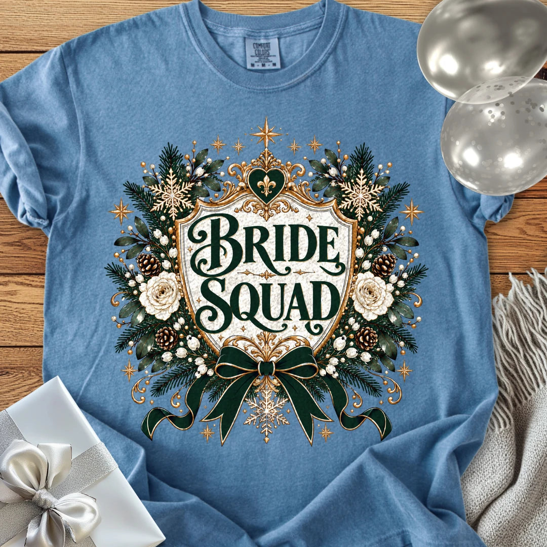 Bride Squad - Premium Winter Heirloom Wedding T-Shirt - Blue Jean