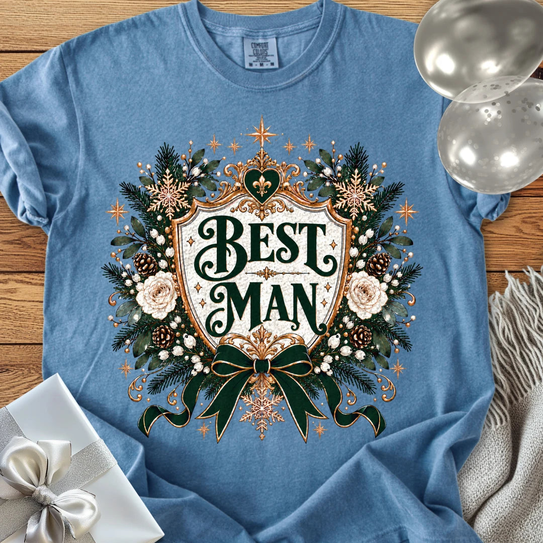 Best Man - Premium Winter Heirloom Wedding T-Shirt - Blue Jean