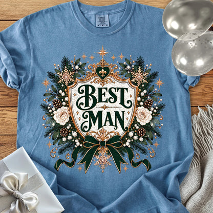 Best Man - Premium Winter Heirloom Wedding T-Shirt - Blue Jean