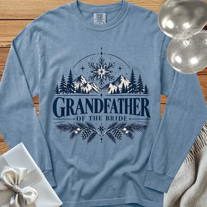 Grandfather of the Bride - Premium Winter Peaks Wedding Long Sleeve T-Shirt - Blue Jean
