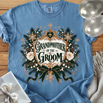 Grandmother of the Groom - Premium Winter Heirloom Wedding T-Shirt - Blue Jean