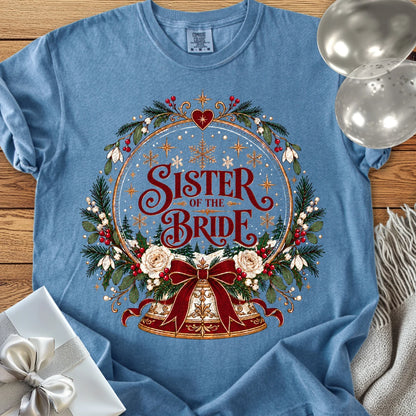 Sister of the Bride - Premium Snowglobe Wedding T-Shirt - Blue Jean