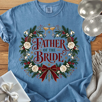 Father of the Bride - Premium Winter Crest Wedding T-Shirt - Blue Jean