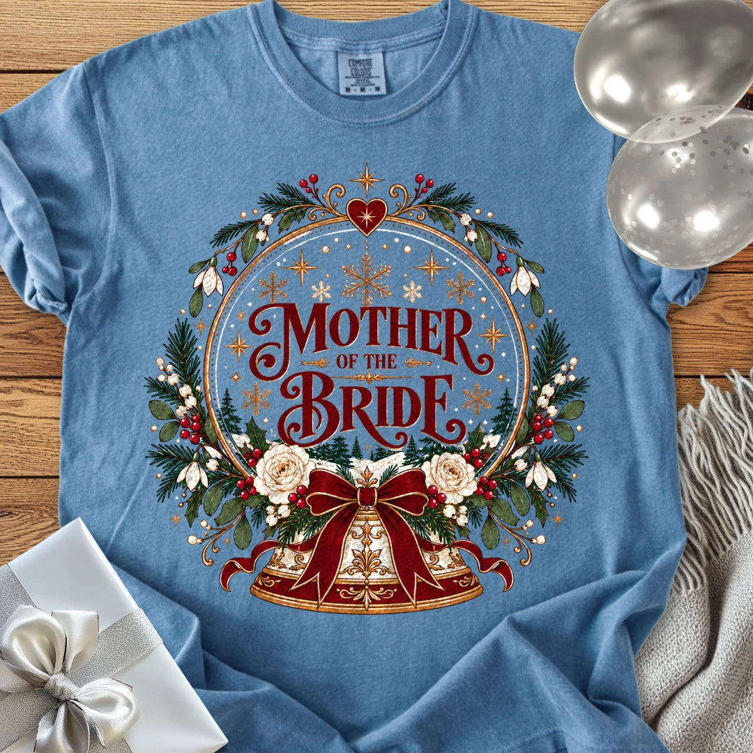 Mother of the Bride - Premium Snowglobe Wedding T-Shirt - Blue Jean