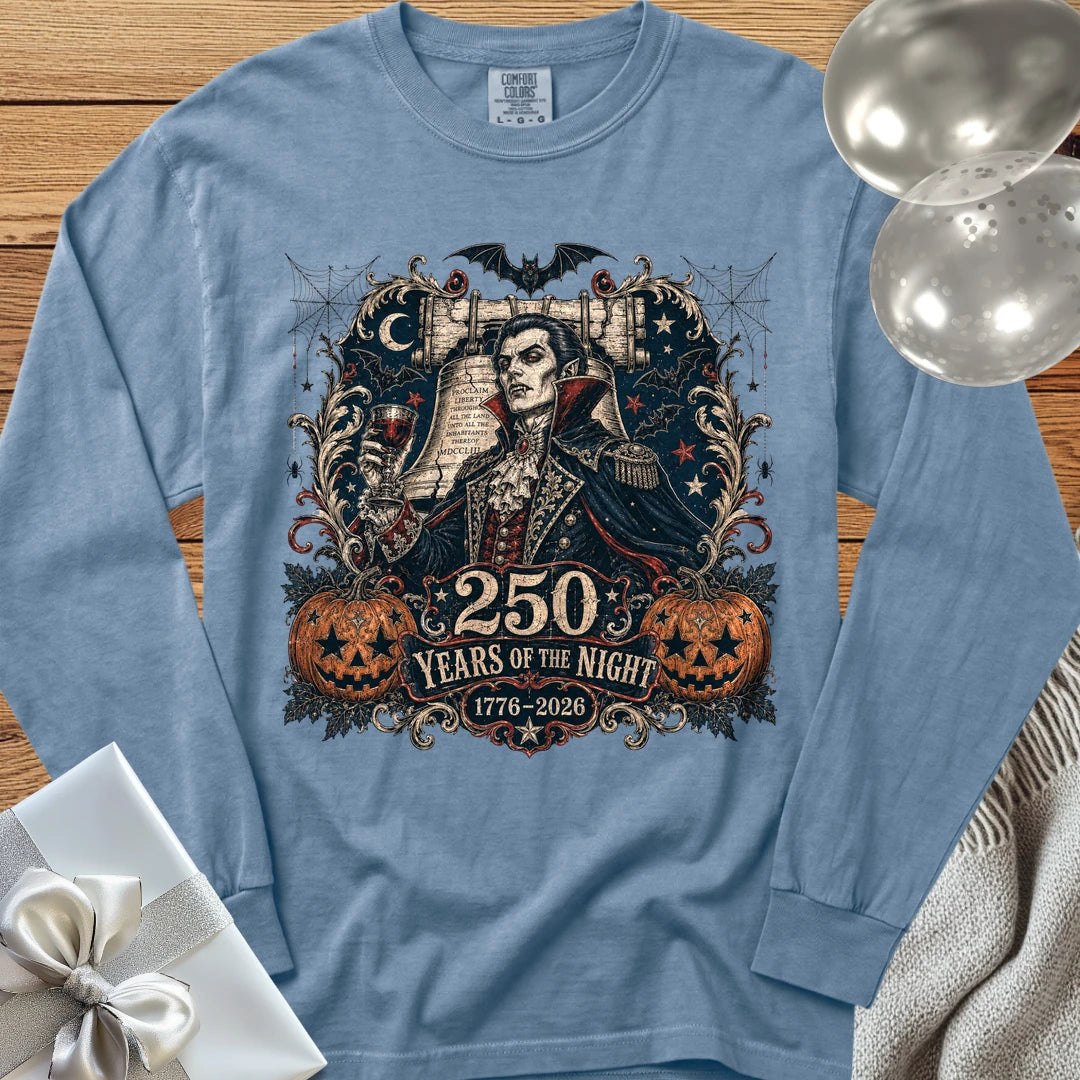 250 Years of the Night - Premium Halloween America 250 Long Sleeve T-Shirt - Blue Jean
