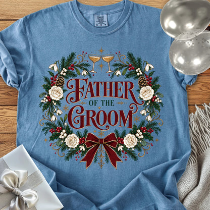 Father of the Groom - Premium Winter Crest Wedding T-Shirt - Blue Jean