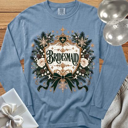 Bridesmaid - Premium Winter Heirloom Wedding Long Sleeve T-Shirt - Blue Jean