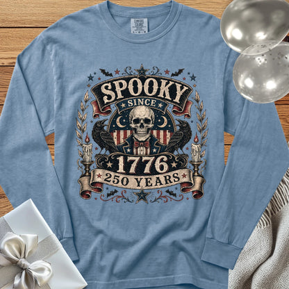 Spooky Since 1776 - Premium Halloween America 250 Long Sleeve T-Shirt - Blue Jean