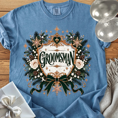 Groomsman - Premium Winter Heirloom Wedding T-Shirt - Blue Jean
