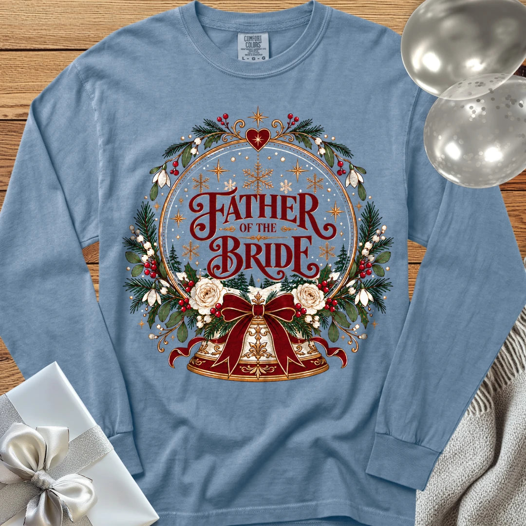 Father of the Bride - Premium Snowglobe Wedding Long Sleeve T-Shirt - Blue Jean