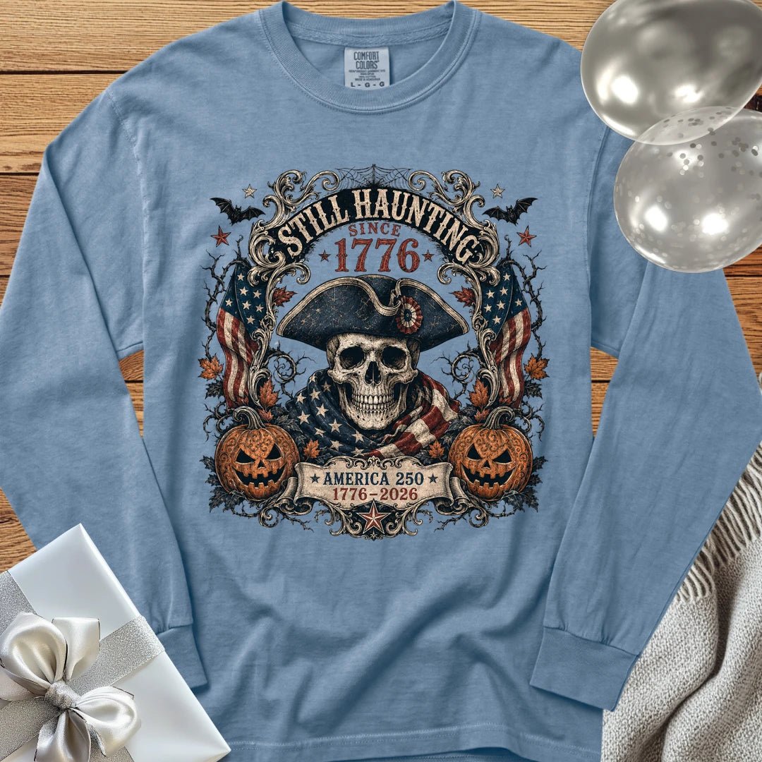 Still Haunting Since 1776 - Premium Halloween America 250 Long Sleeve T-Shirt - Blue Jean