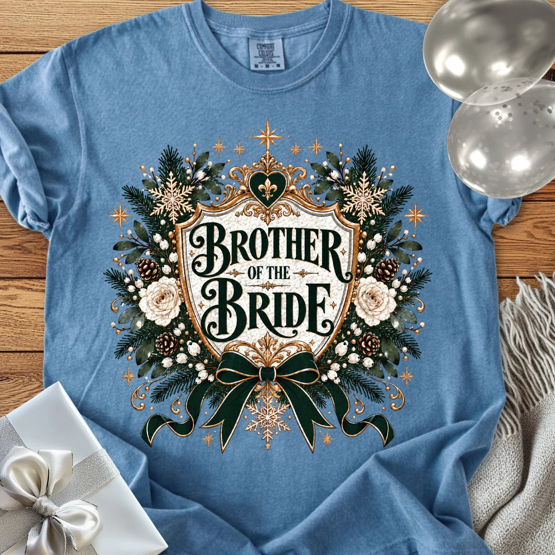 Brother of the Bride - Premium Winter Heirloom Wedding T-Shirt - Blue Jean