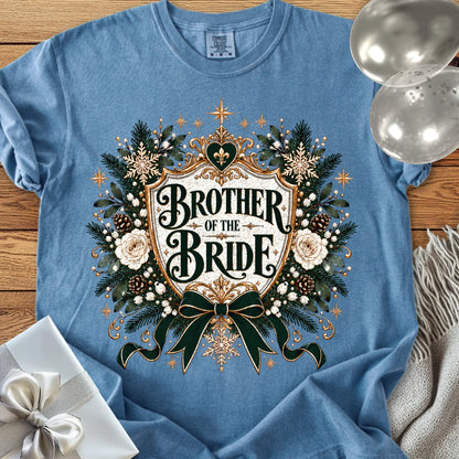 Brother of the Bride - Premium Winter Heirloom Wedding T-Shirt - Blue Jean