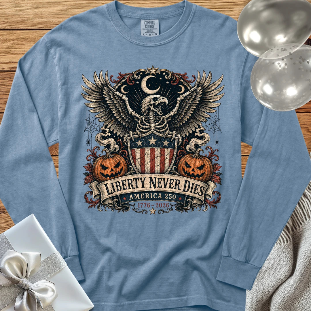 Liberty Never Dies - Premium America 250 Halloween Long Sleeve T-Shirt - Blue Jean