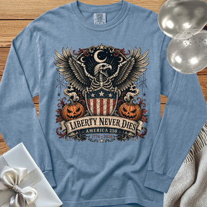 Liberty Never Dies - Premium America 250 Halloween Long Sleeve T-Shirt - Blue Jean