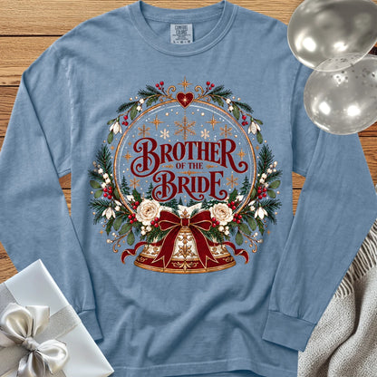 Brother of the Bride - Premium Snowglobe Wedding Long Sleeve T-Shirt - Blue Jean