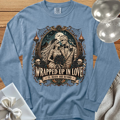 Wrapped Up in Love - Premium Halloween Wedding Long Sleeve T-Shirt - Blue Jean