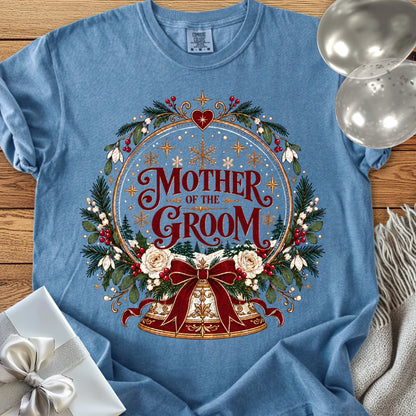 Mother of the Groom - Premium Snowglobe Wedding T-Shirt - Blue Jean