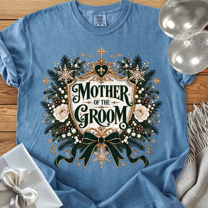 Mother of the Groom - Premium Winter Heirloom Wedding T-Shirt - Blue Jean