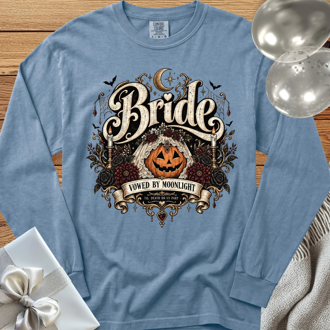 Bride - Premium Halloween Wedding Long Sleeve T-Shirt - Blue Jean