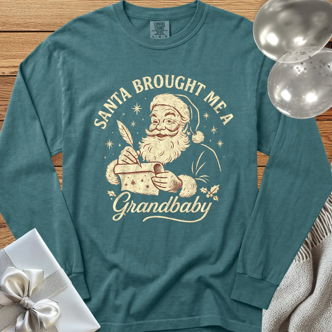 Santa Brought Me a Grandbaby - Premium Christmas Long Sleeve T-Shirt - Blue Spruce
