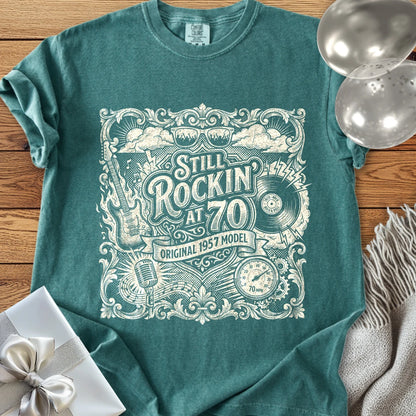 Still Rockin' at 70, Original 1957 Model - Premium 70th Birthday T-Shirt - Blue Spruce