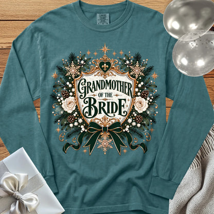 Grandmother of the Bride - Premium Winter Heirloom Wedding Long Sleeve T-Shirt - Blue Spruce