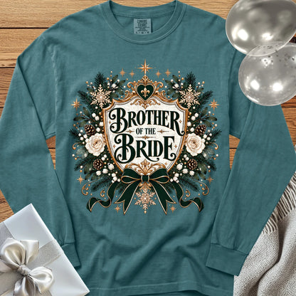 Brother of the Bride - Premium Winter Heirloom Wedding Long Sleeve T-Shirt - Blue Spruce