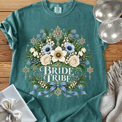 Bride Tribe - Premium Winter Botanical Wedding T-Shirt - Blue Spruce
