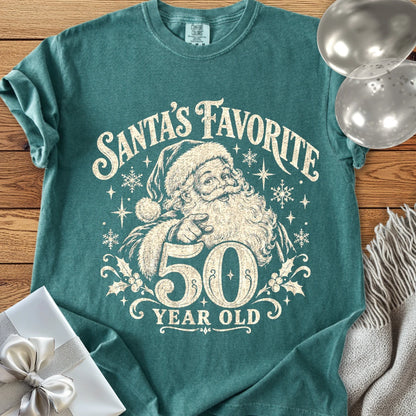 Santa’s Favorite 50-Year-Old - Premium Christmas 50th Birthday T-Shirt - Blue Spruce