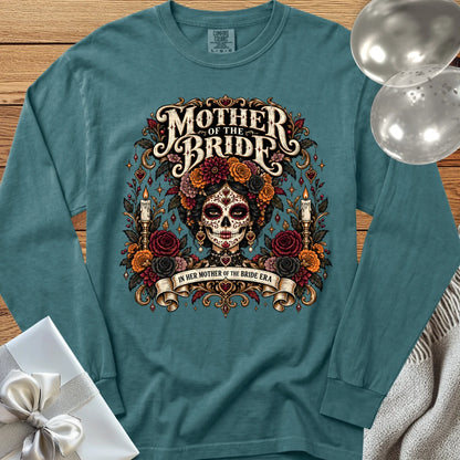 Mother of the Bride, In Her Mother of the Bride Era - Premium Halloween Wedding Long Sleeve T-Shirt - Blue Spruce
