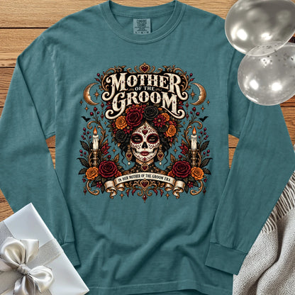 Mother of the Groom, In Her Mother of the Groom Era - Premium Halloween Wedding Long Sleeve T-Shirt - Blue Spruce