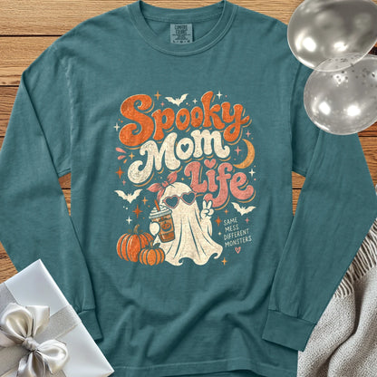 Spooky Mom Life - Premium Halloween Parenting Long Sleeve T-Shirt - Blue Spruce