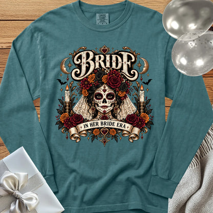 Bride, In Her Bride Era - Premium Halloween Wedding Long Sleeve T-Shirt - Blue Spruce