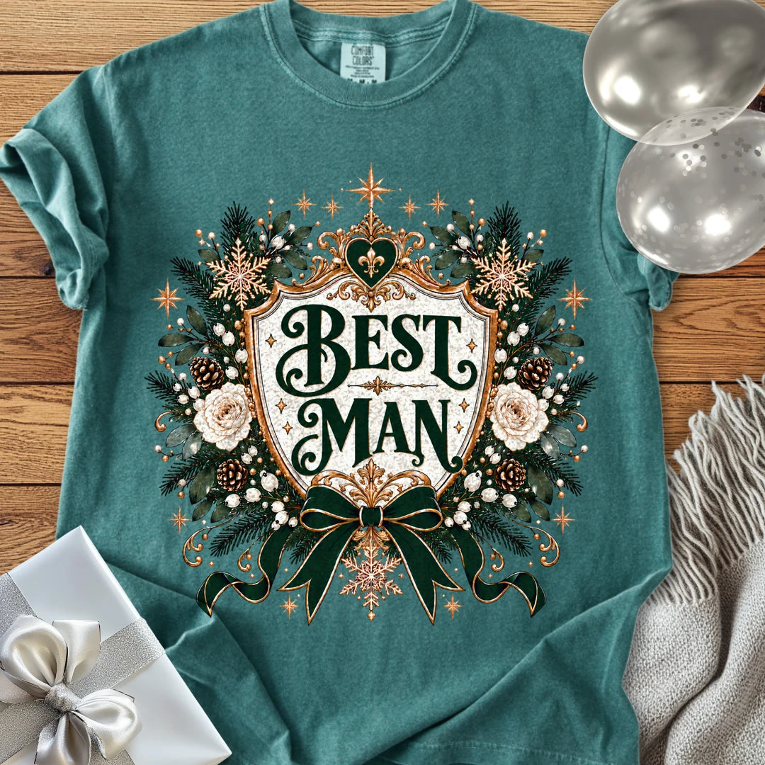 Best Man - Premium Winter Heirloom Wedding T-Shirt - Blue Spruce