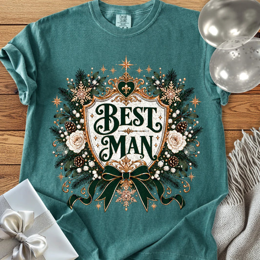 Best Man - Premium Winter Heirloom Wedding T-Shirt - Blue Spruce