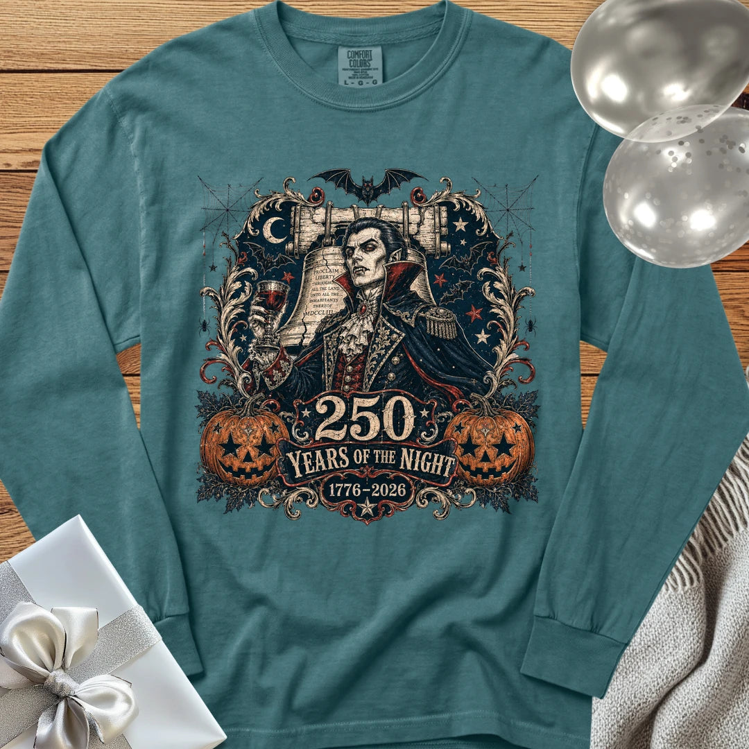 250 Years of the Night - Premium Halloween America 250 Long Sleeve T-Shirt - Blue Spruce