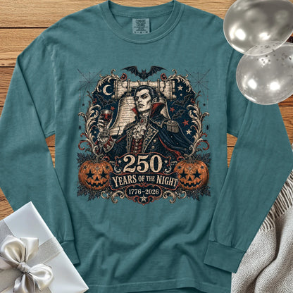 250 Years of the Night - Premium Halloween America 250 Long Sleeve T-Shirt - Blue Spruce
