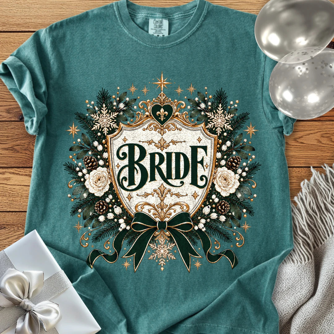 Bride - Premium Winter Heirloom Wedding T-Shirt - Blue Spruce