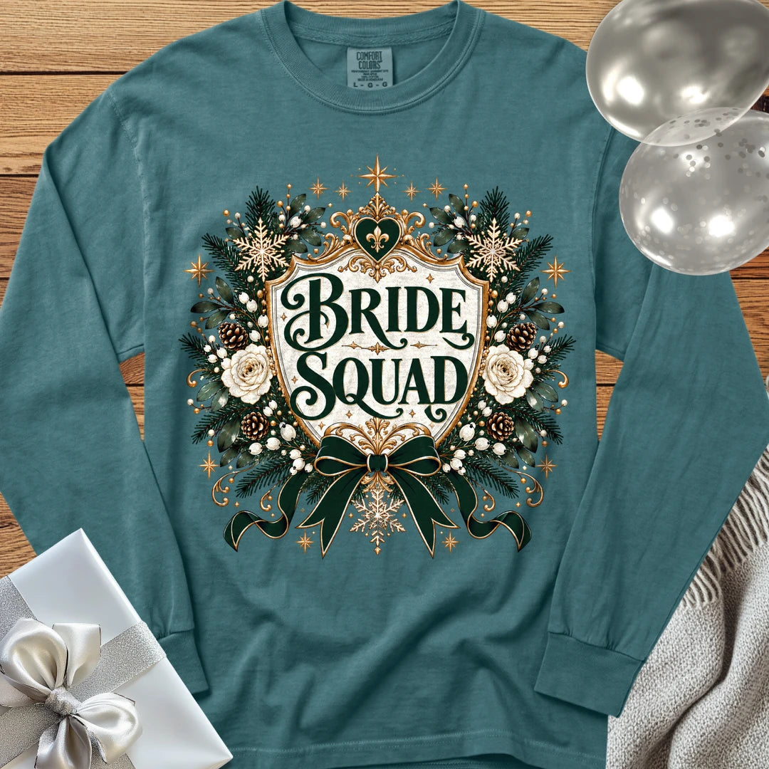 Bride Squad - Premium Winter Heirloom Wedding Long Sleeve T-Shirt - Blue Spruce