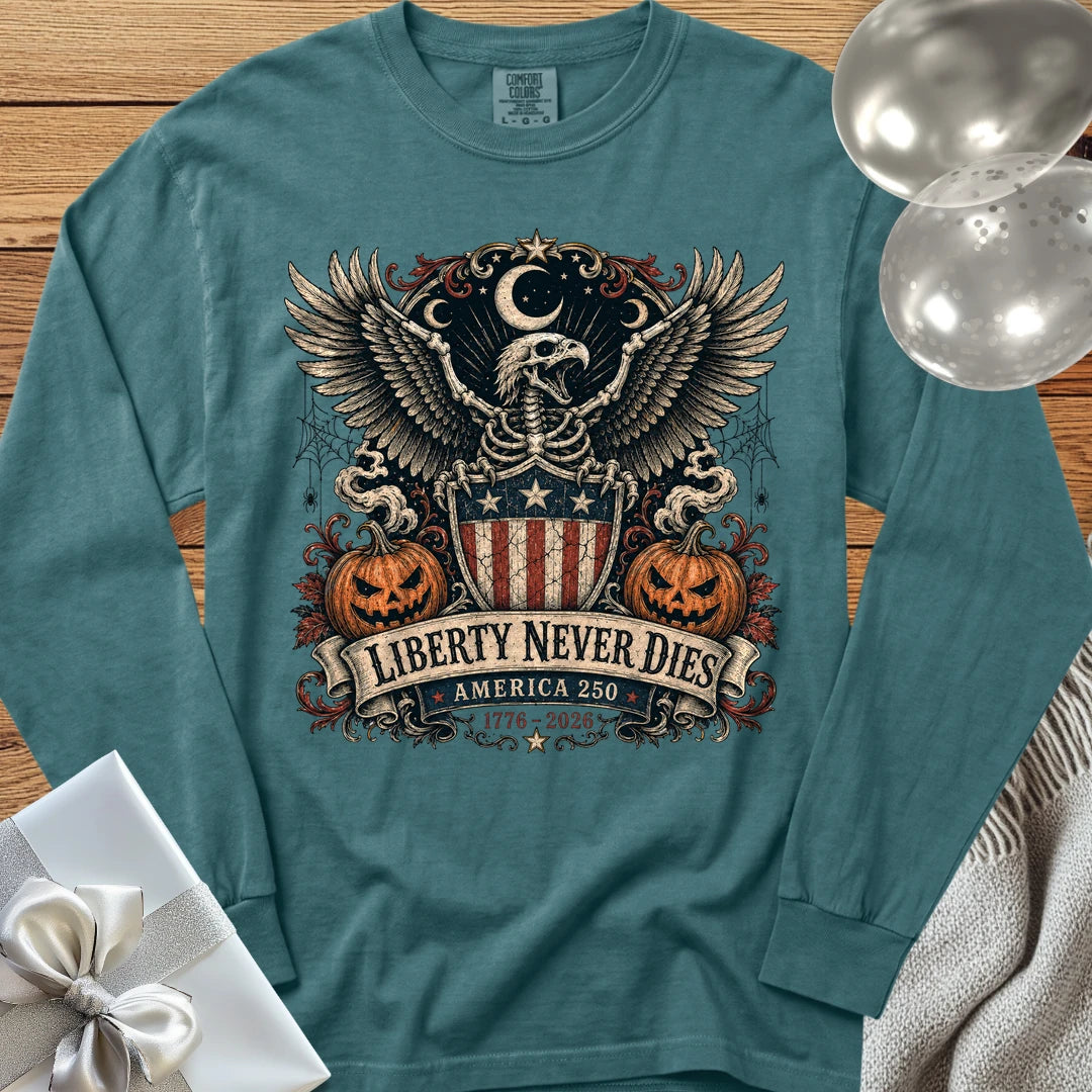Liberty Never Dies - Premium America 250 Halloween Long Sleeve T-Shirt - Blue Spruce