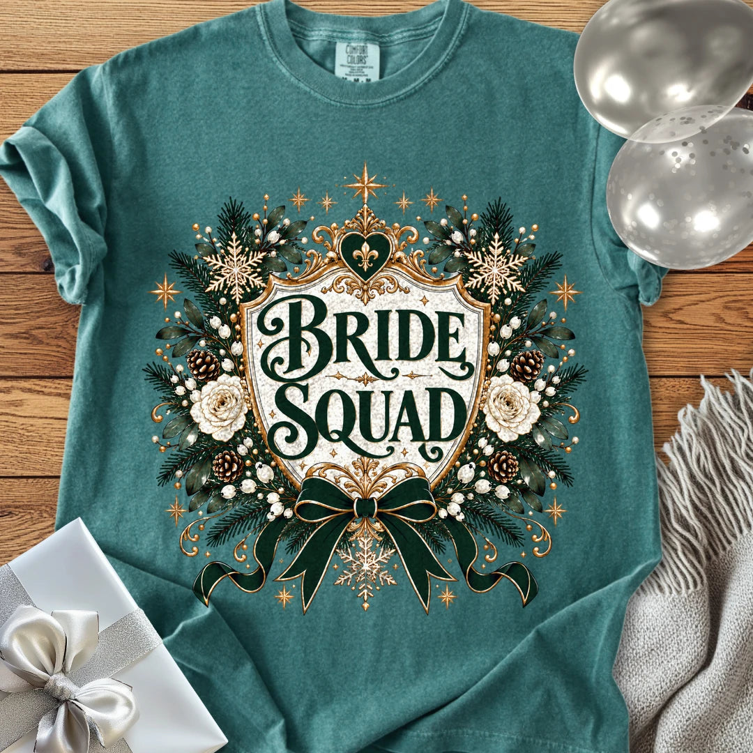 Bride Squad - Premium Winter Heirloom Wedding T-Shirt - Blue Spruce