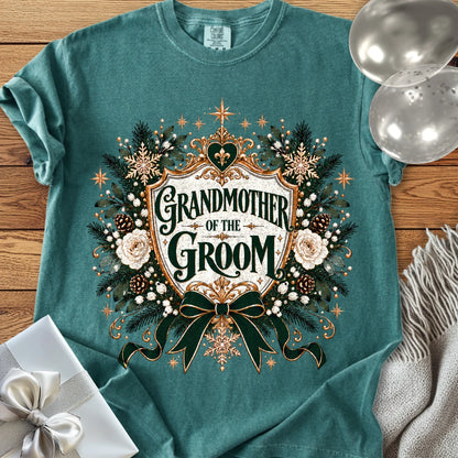 Grandmother of the Groom - Premium Winter Heirloom Wedding T-Shirt - Blue Spruce