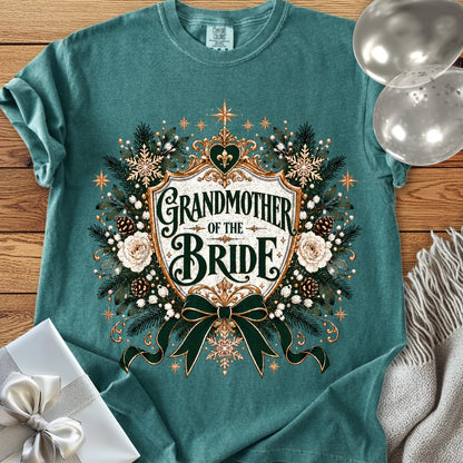 Grandmother of the Bride - Premium Winter Heirloom Wedding T-Shirt - Blue Spruce