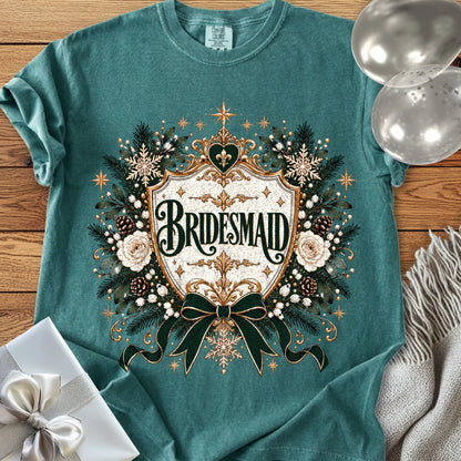 Bridesmaid - Premium Winter Heirloom Wedding T-Shirt - Blue Spruce