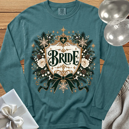 Bride - Premium Winter Heirloom Wedding Long Sleeve T-Shirt - Blue Spruce