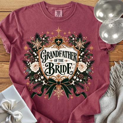 Grandfather of the Bride - Premium Winter Heirloom Wedding T-Shirt - Brick