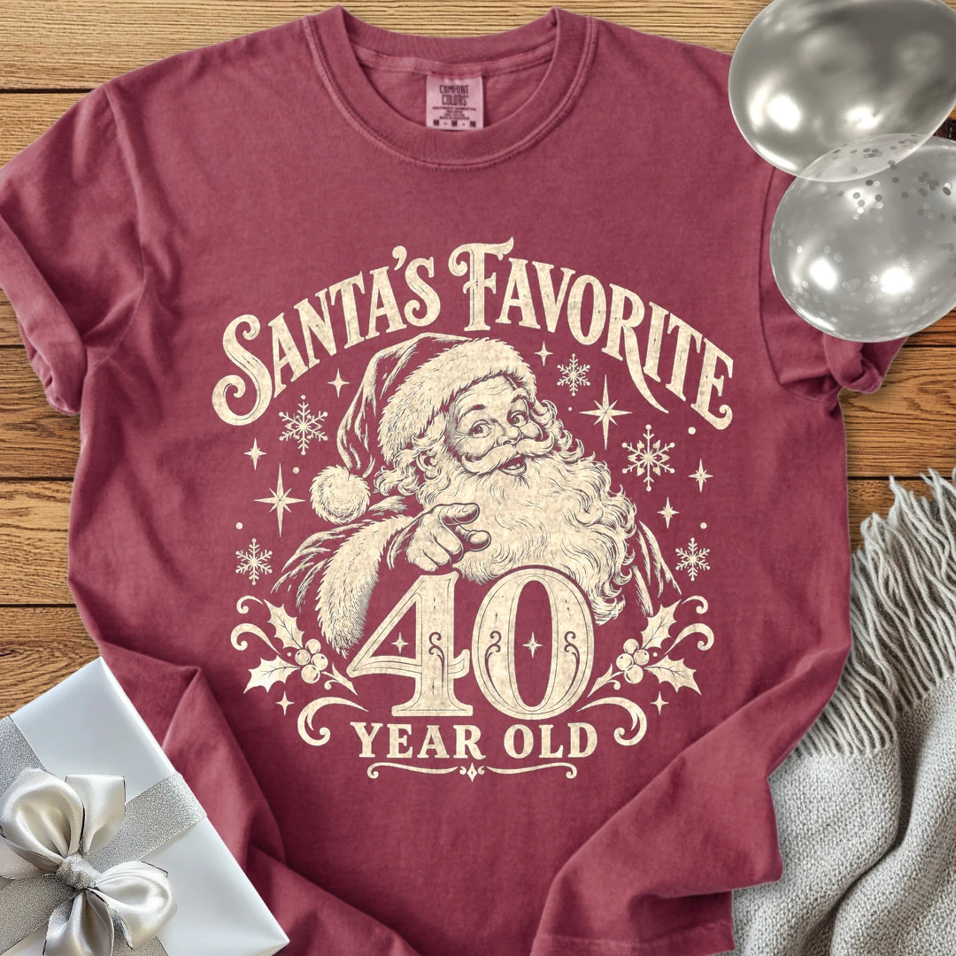 Santa’s Favorite 40-Year-Old - Premium Christmas 40th Birthday T-Shirt - Brick