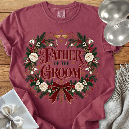 Father of the Groom - Premium Winter Crest Wedding T-Shirt - Brick