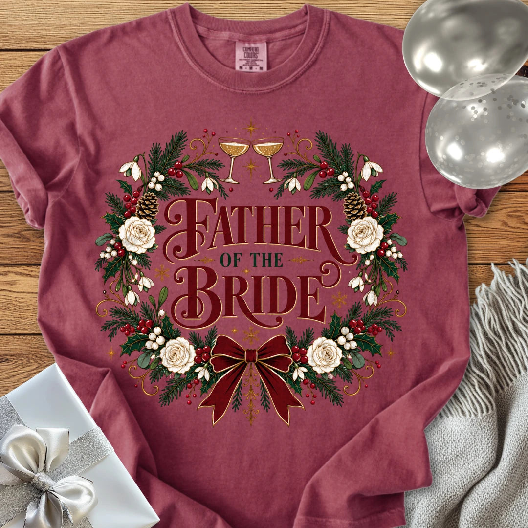 Father of the Bride - Premium Winter Crest Wedding T-Shirt - Brick